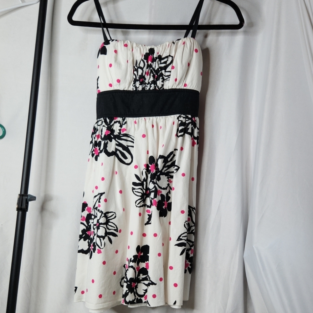 Women's White, Black & Pink Floral Mini Dress - My Michelle - 1